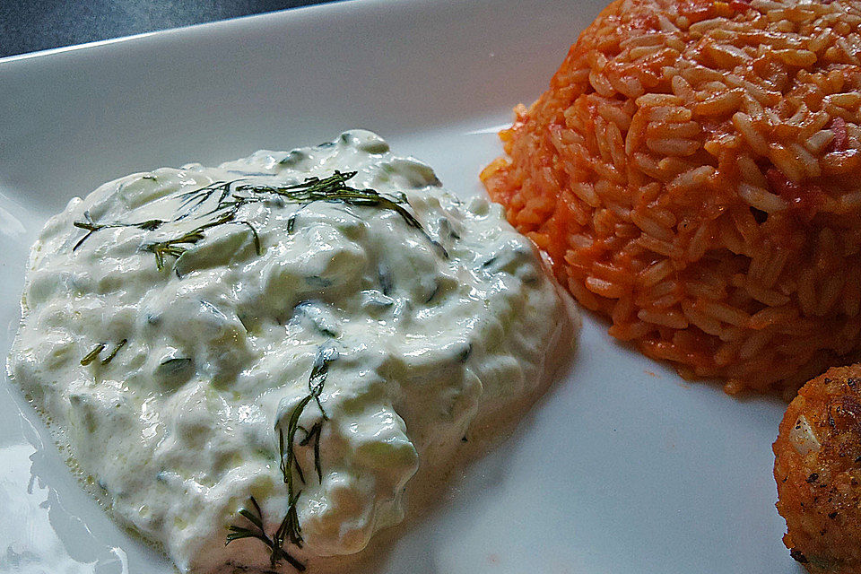 Linsenbällchen mit Tzatziki