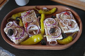 Uberbackener Schafskase Saganaki Von Clayovencook Chefkoch 