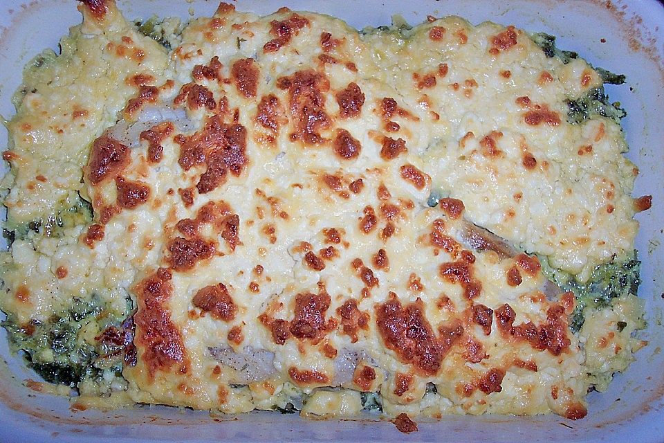 SABO - Spinat und Rotbarsch - Gratin mit Schafkäse