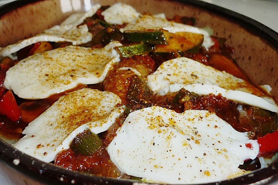 Tomaten-Zucchini-Gratin mit Gnocchi