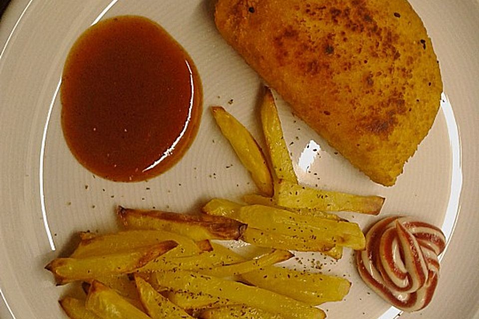 Hähnchen mit Frischkäsefüllung und selbst gemachten Pommes