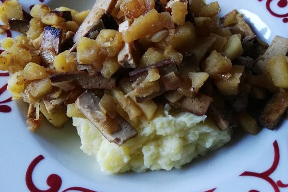 Emilys gebratener Apfel-Tofu auf Kartoffelpüree