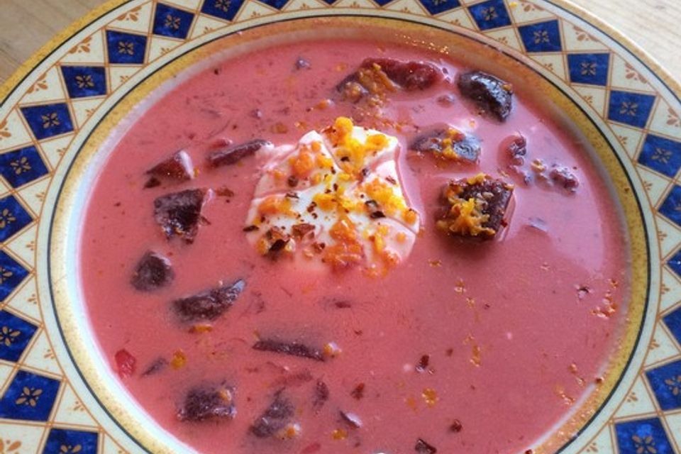 Rote Bete–Orangen-Suppe