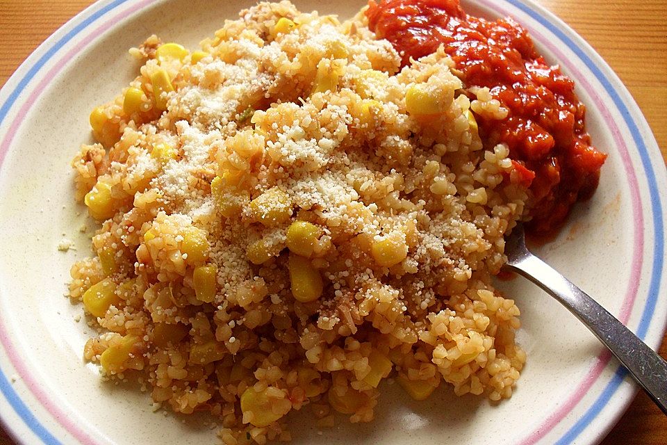 Bulgur mit Thunfisch und Mais