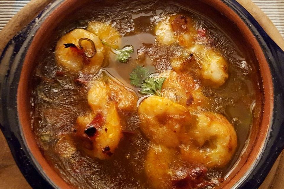 Gambas mit Knoblauch, Öl und Piripiri