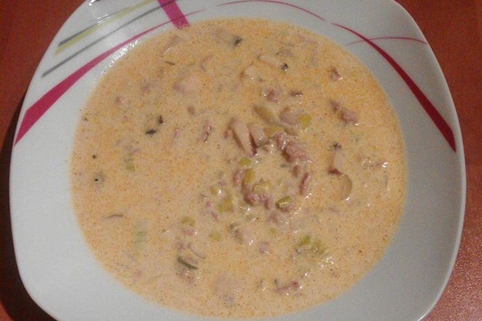 Käsesuppe mit Hackfleisch