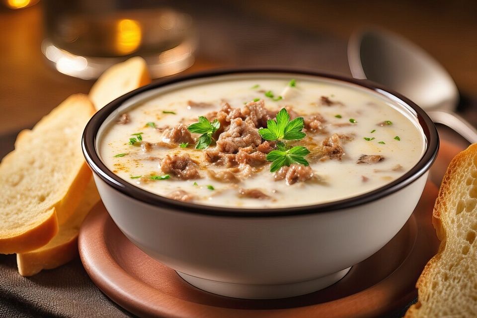 Käsesuppe mit Hackfleisch