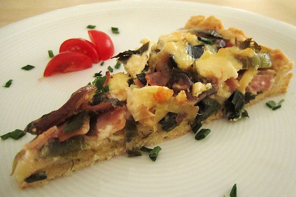 Champignon - Lauch Kuchen mit Camembert