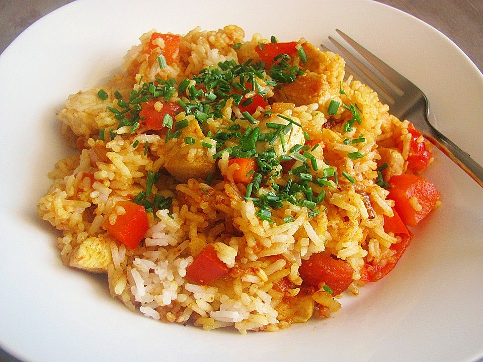 Hähnchenbrustfilet mit Paprika, Tomaten und Reis von Daya_85| Chefkoch