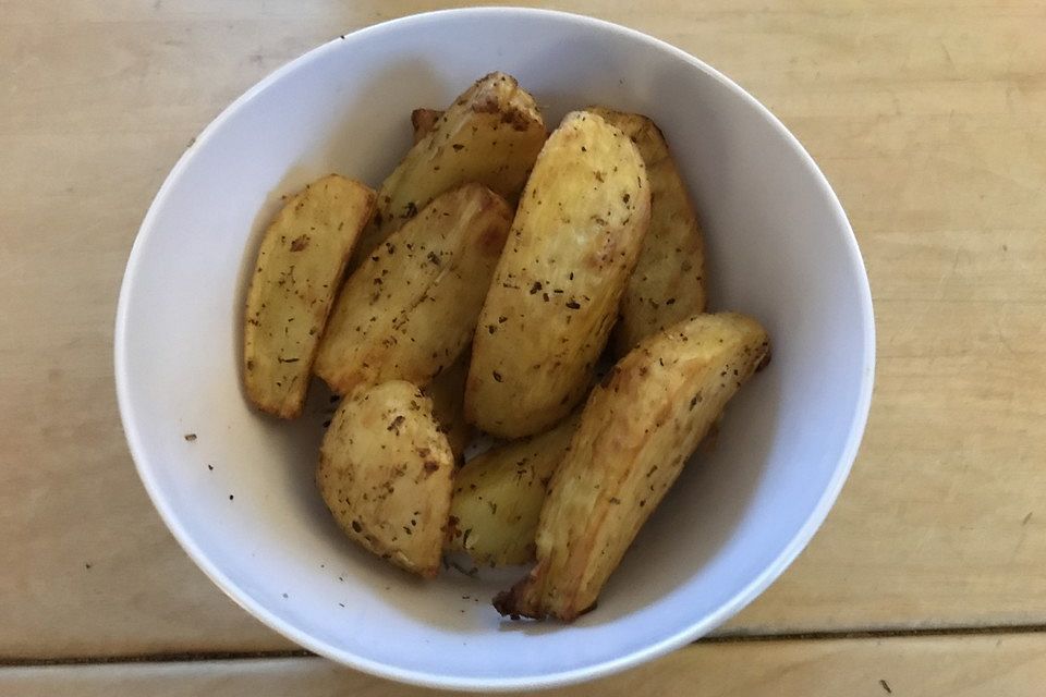 Kartoffelspalten mediterran, aus der Actifry oder aus dem Backofen