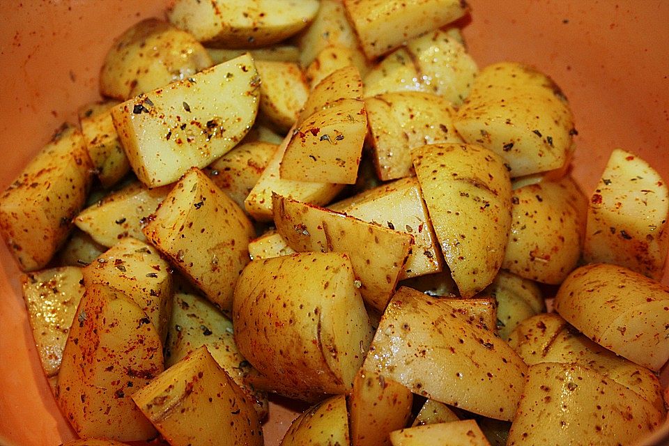 Kartoffelspalten mediterran, aus der Actifry oder aus dem Backofen