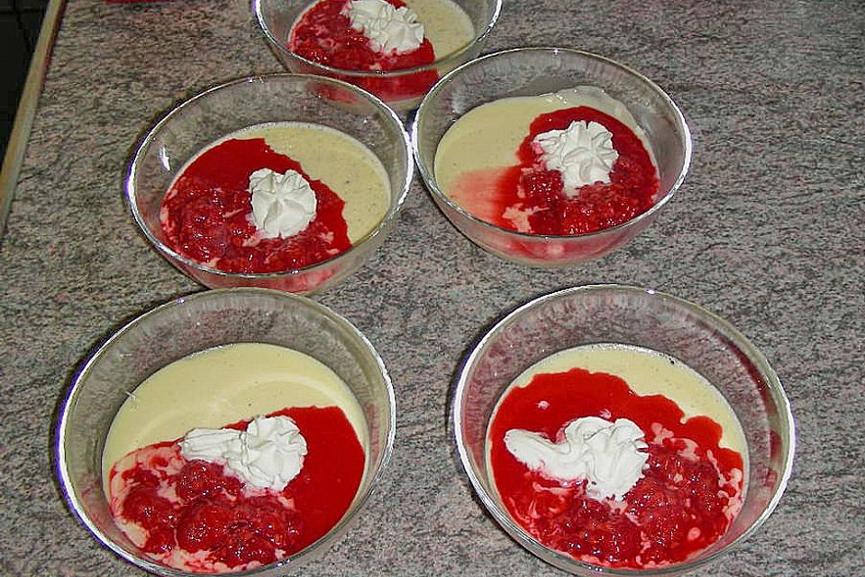 Panna cotta mit Himbeeren