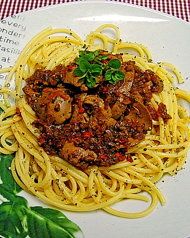 Spaghetti mit Kaninchenleber