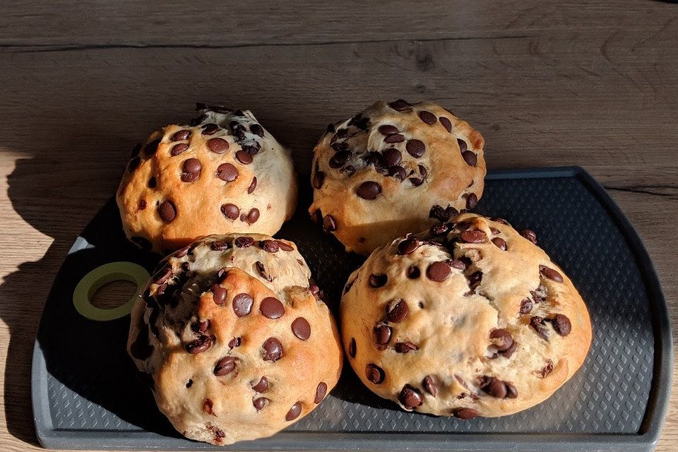 Quark-Öl-Teig Brötchen mit Schokostückchen