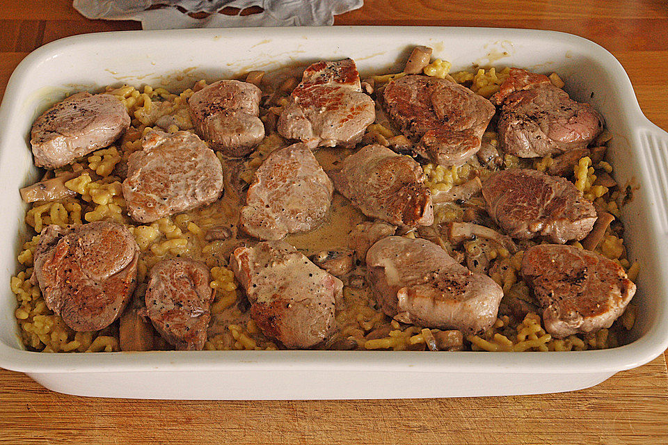 Spätzle-Pfanne mit Schweinefilet