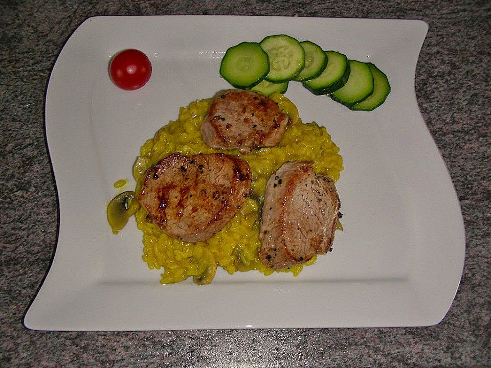 Schweinemedaillon auf Safran-Pilz Risotto von Tryumph800| Chefkoch