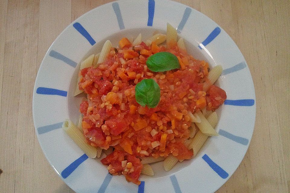 Pasta mit Chili-Linsen-Bolo