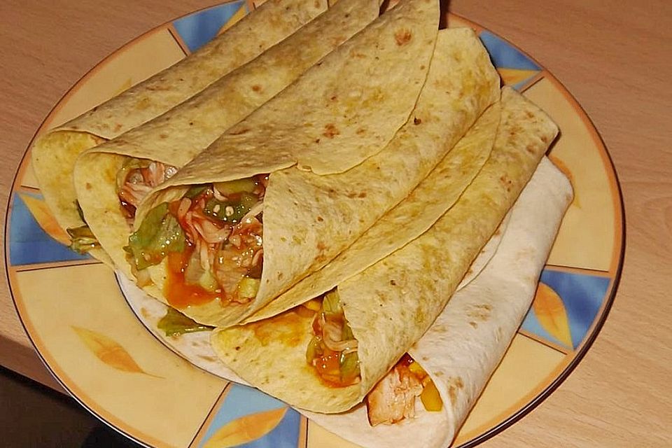 Chicken-Wraps mit knackigem Gemüse