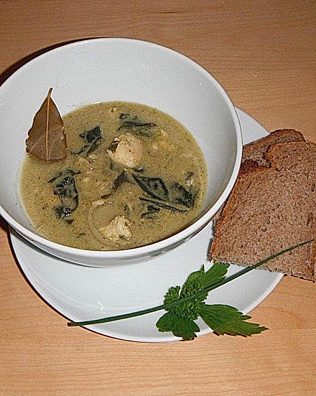 Mangold-Maronen-Suppe mit Fisch