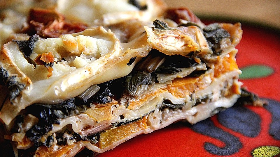 Kürbis-Mangold-Lasagne mit Ziegenkäsebechamel von paul_k