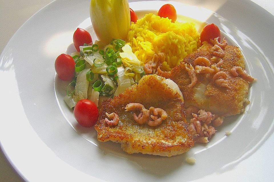 Rotbarschfilet in Krabben - Sahne - Sauce