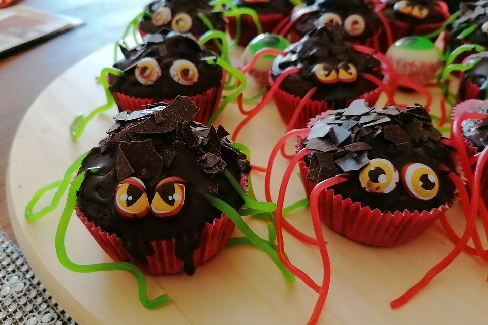 Spinnenmuffins für Halloween