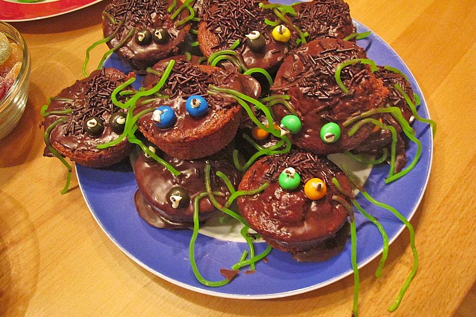 Spinnenmuffins für Halloween