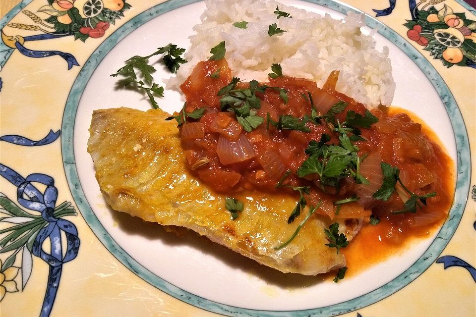 Rotbarsch in Tomatensoße indisch à la Gabi