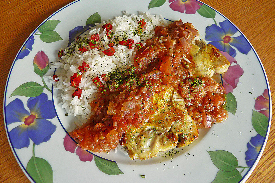 Rotbarsch in Tomatensoße indisch à la Gabi