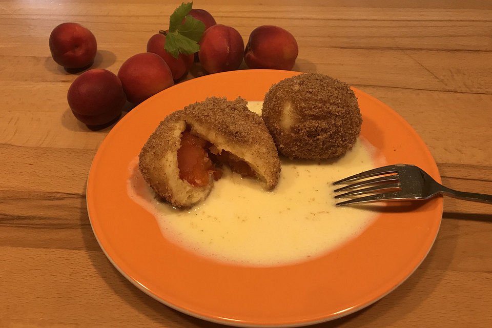 Zwetschgen- oder Marillenknödel mit Quarkteig