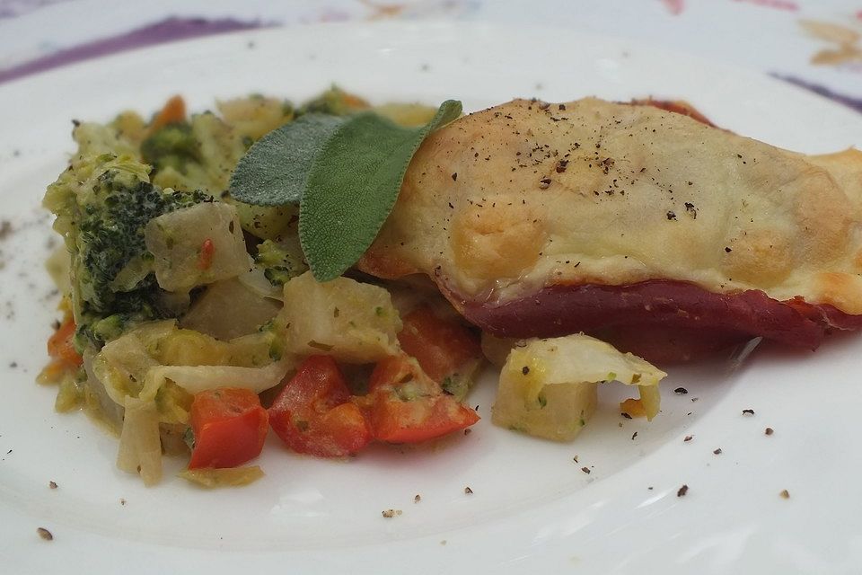 Saltimbocca auf gemischtem Gemüse à la Odenwald