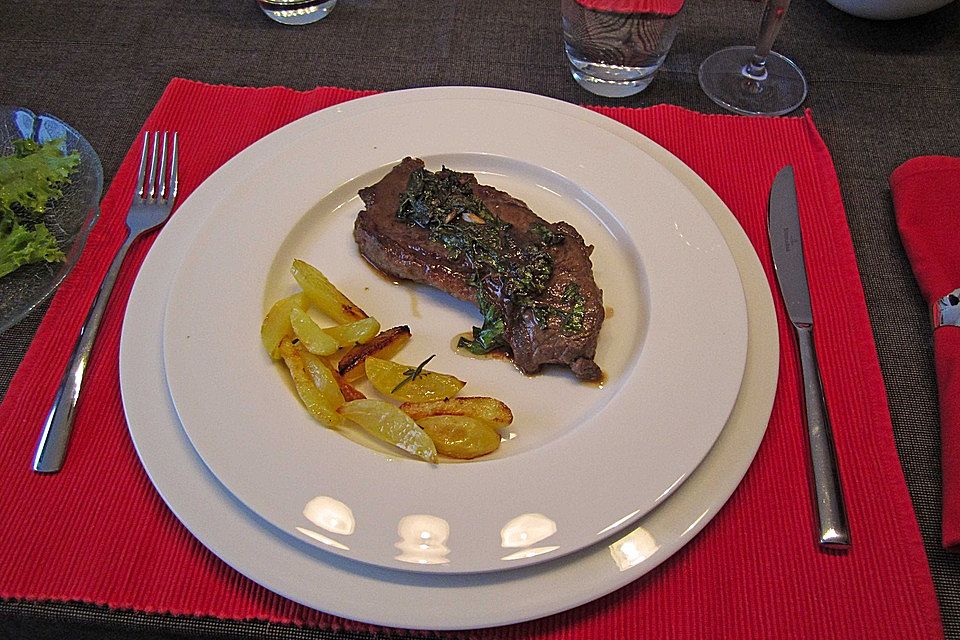 Entrecôte mit Sardellensauce