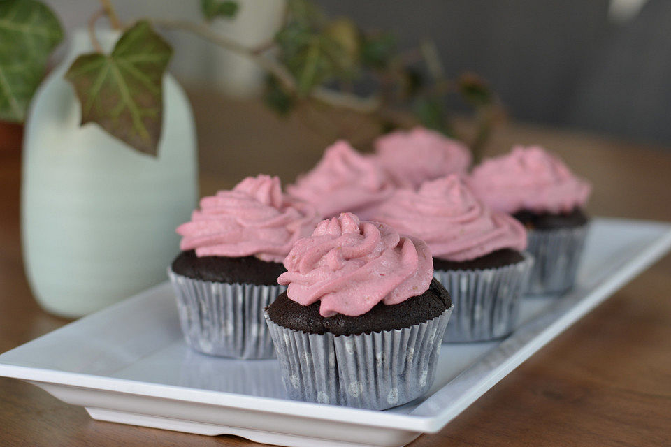 Schoko-küsst-Himbeer Cupcakes