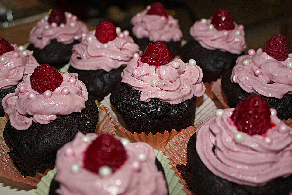 Schoko-küsst-Himbeer Cupcakes