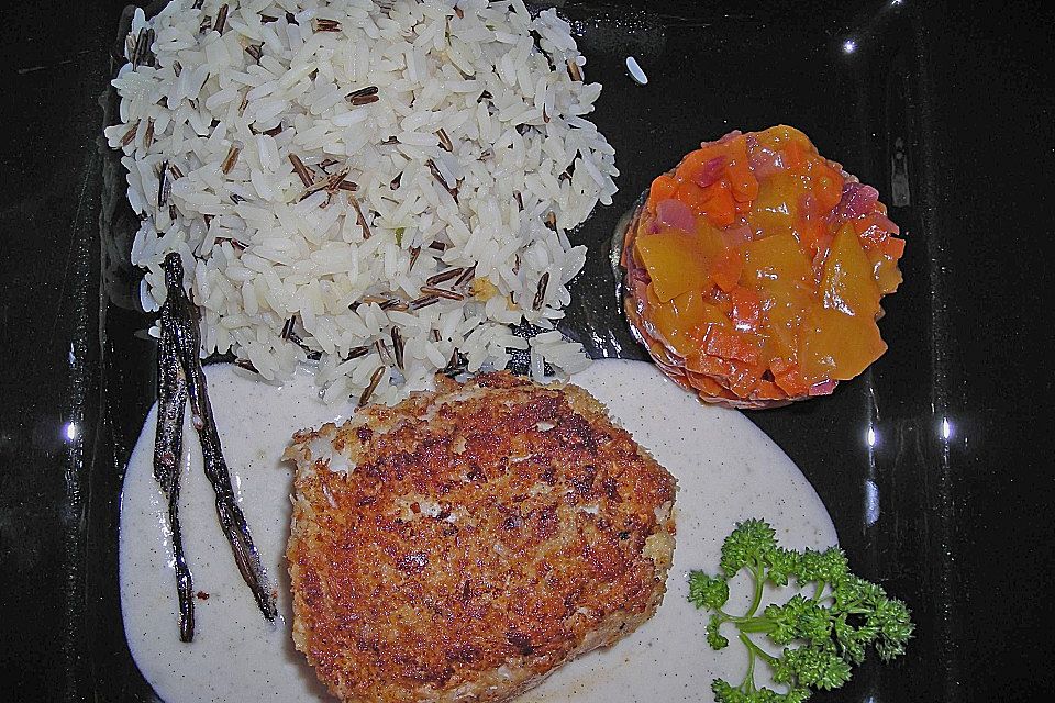 Seeteufelfilet mit Kokos-Vanillesauce und Mango-Relish