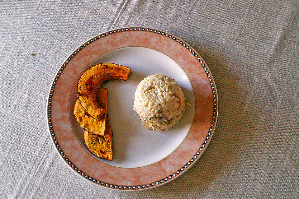 Hokkaido-Kürbis mit Risotto