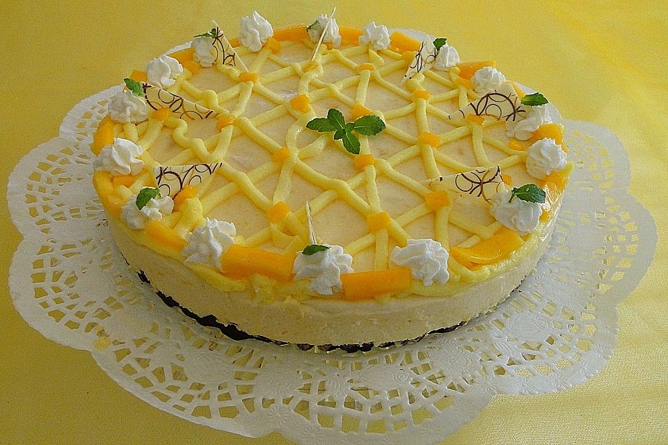 Mangotorte LIGHT mit Schoko-Knusperboden