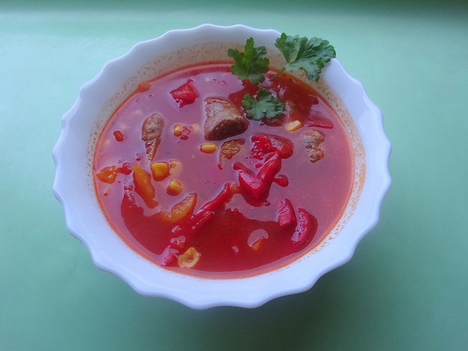 Tomaten-Paprikasuppe mit Hackbällchen| Chefkoch