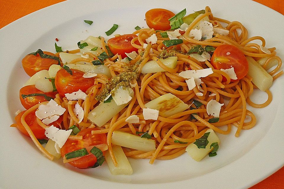 Spaghetti mit Spargel und Bärlauch