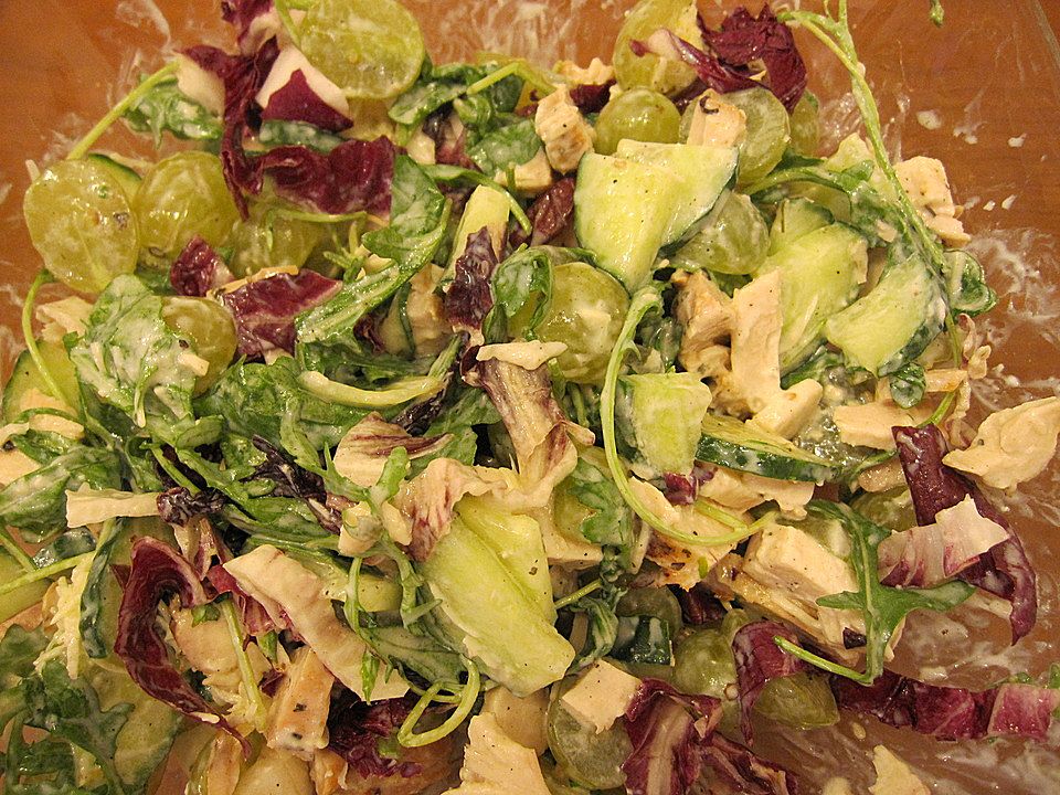 Grüner Salat mit Hähnchen und Trauben von Conny| Chefkoch