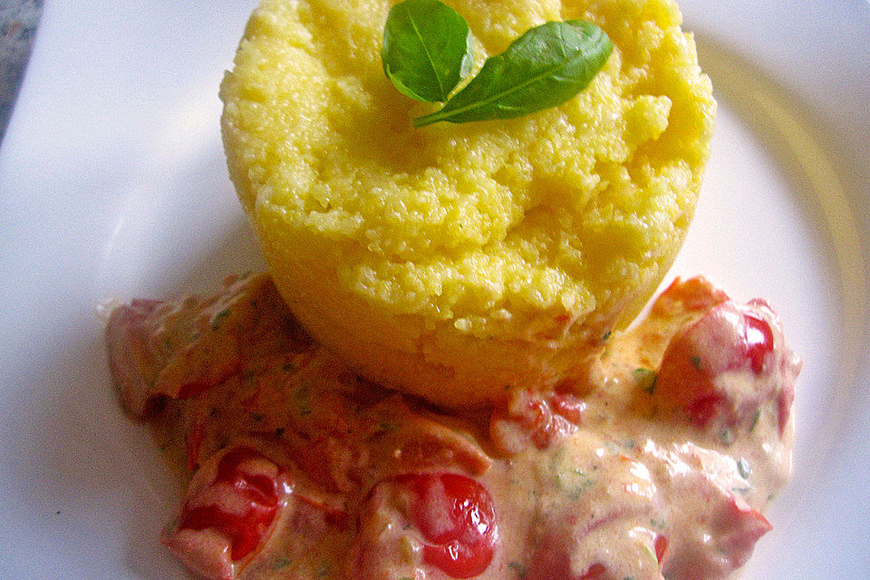 Polenta mit Tomatengemüse und Parmesan