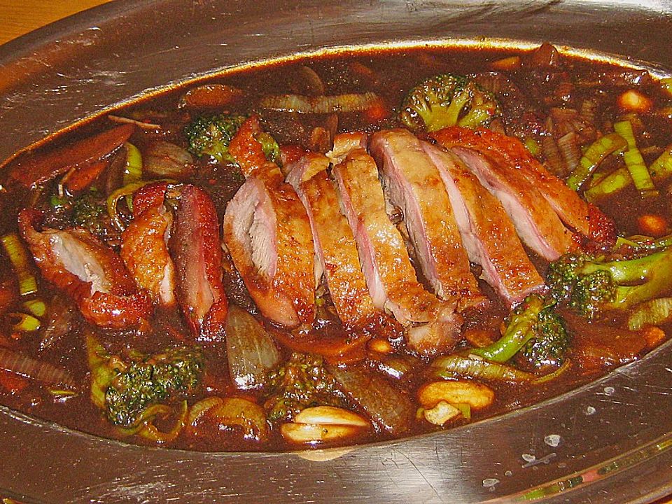 Gebackene Ente mit schwarzer Bohnensauce, scharf von puschelpurzel ...