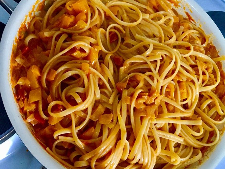 Spaghetti Paprika-Carbonara von nayru| Chefkoch