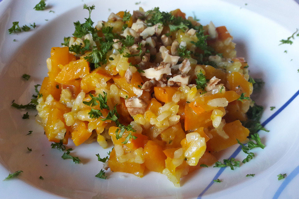 Kürbisrisotto mit Walnüssen Kürbisrisotto mit Walnüssen