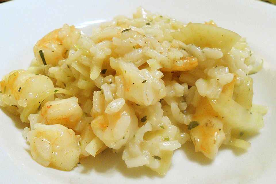 Risotto  mit Fenchel und Garnelen