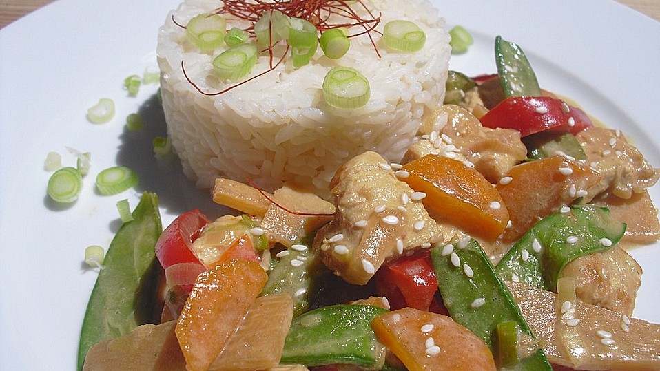 Hähnchen in Honig-Sesam Sauce und Gemüse von wurzelzwerg89