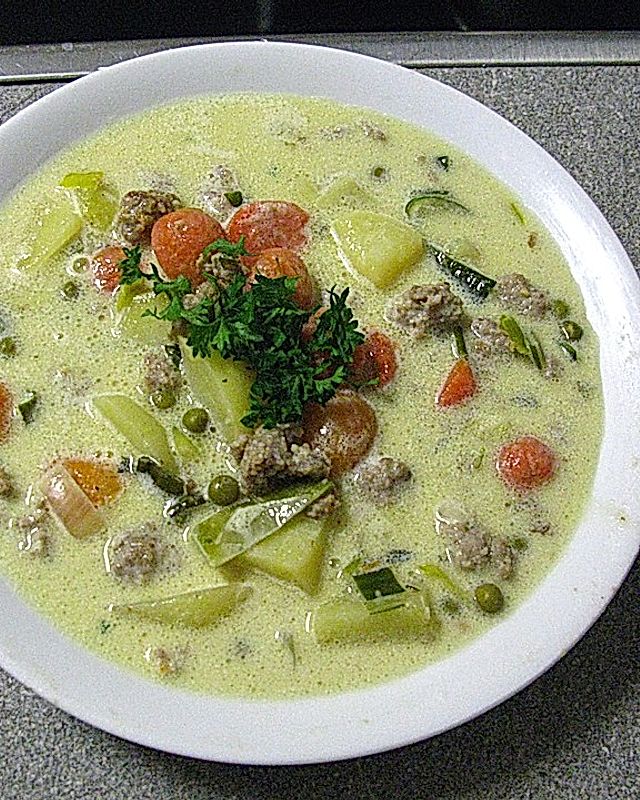 Gemüsesuppe mit Hackfleischklößchen