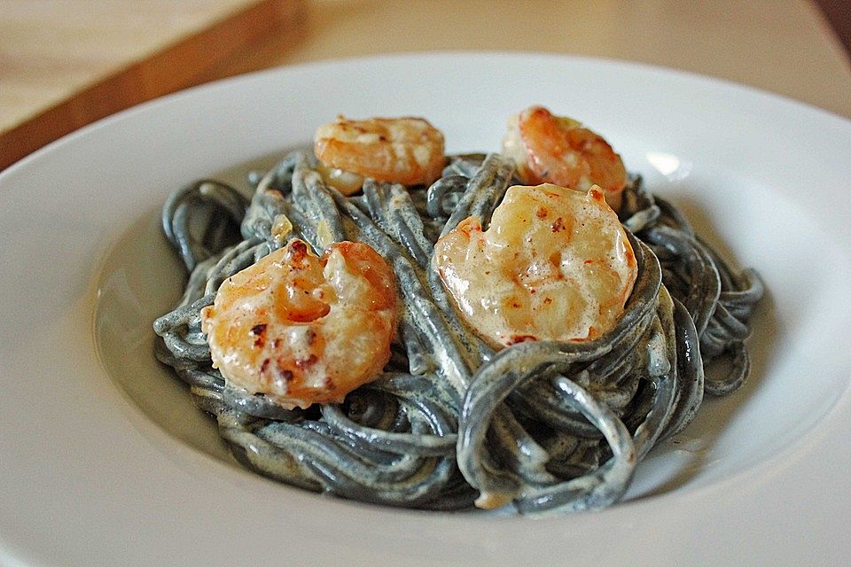 Spaghetti mit Garnelen in Zitronen-Butter-Soße