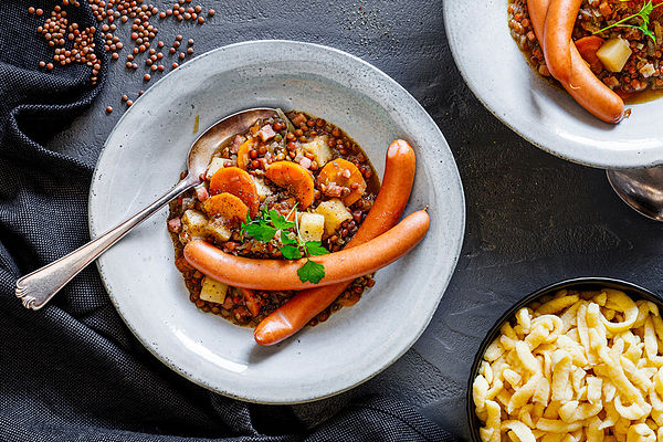 Schwäbische Linsen mit Spätzle und Saitenwürstchen von krollekopp ...