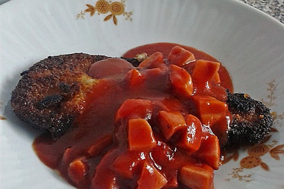 Panierte Schnitzel mit Paprika-Fleischwurst-Tomatensauce